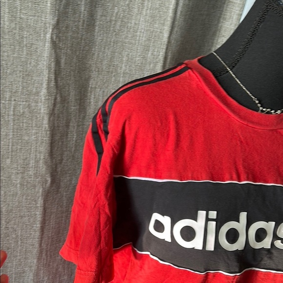 Adidas Red and Black Striped Tee - Picture 3 of 4